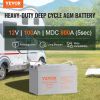 VEVOR Deep Cycle Battery, 12V 100 AH, AGM Marine Rechargeable Battery, High Self-Discharge Rate 800A Current